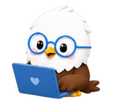 Faltive mentor mascot with laptop