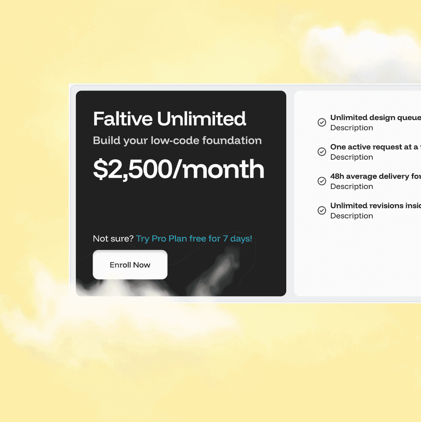 Step: Subscribe — Faltive design request interface
